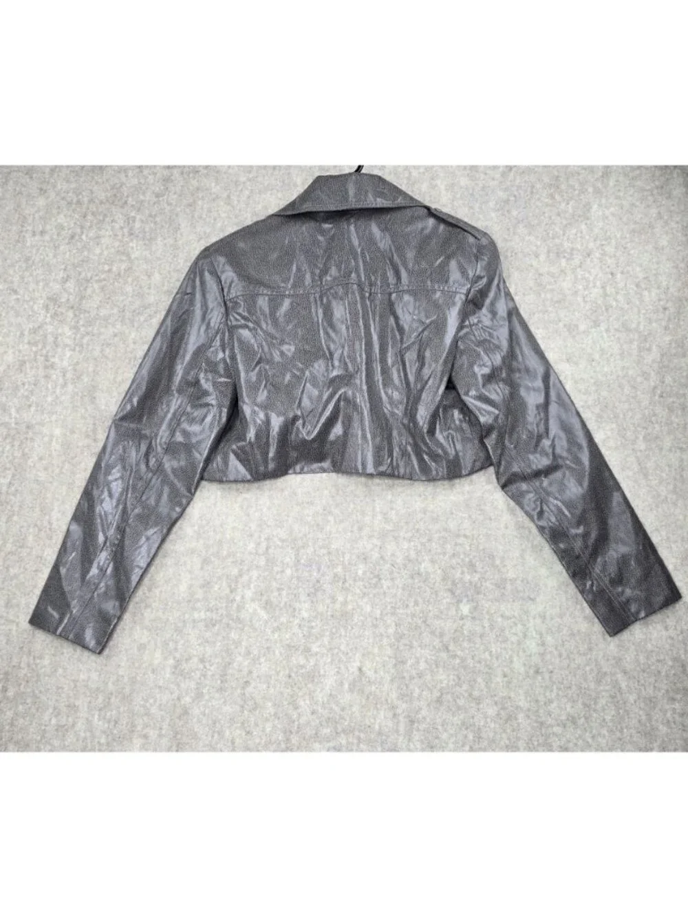 Bisou Bisou Michelle Bohbot Silver Cropped Jacket Womens Size L/G 100% Polyester
